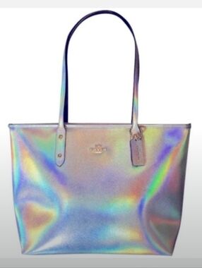 ❌SOLD❌Coach-RARE 75th Anniversary Holographic Iridescent City Tote 🩶